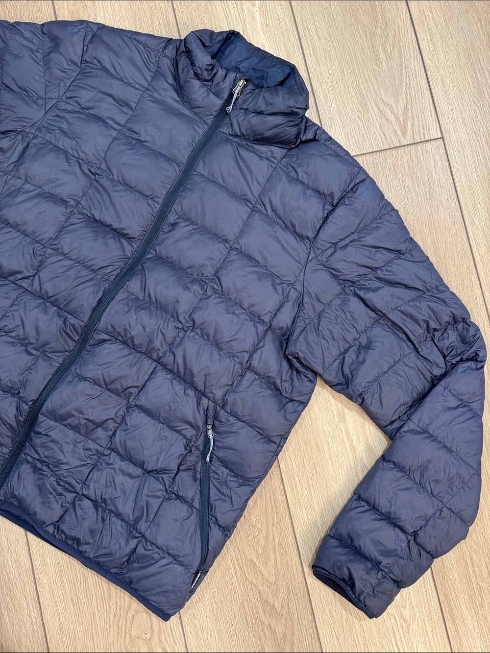 REI Co Op Down Insulated Puffer Zip Up Jacket Sz XL Packable Travel Hike Navy